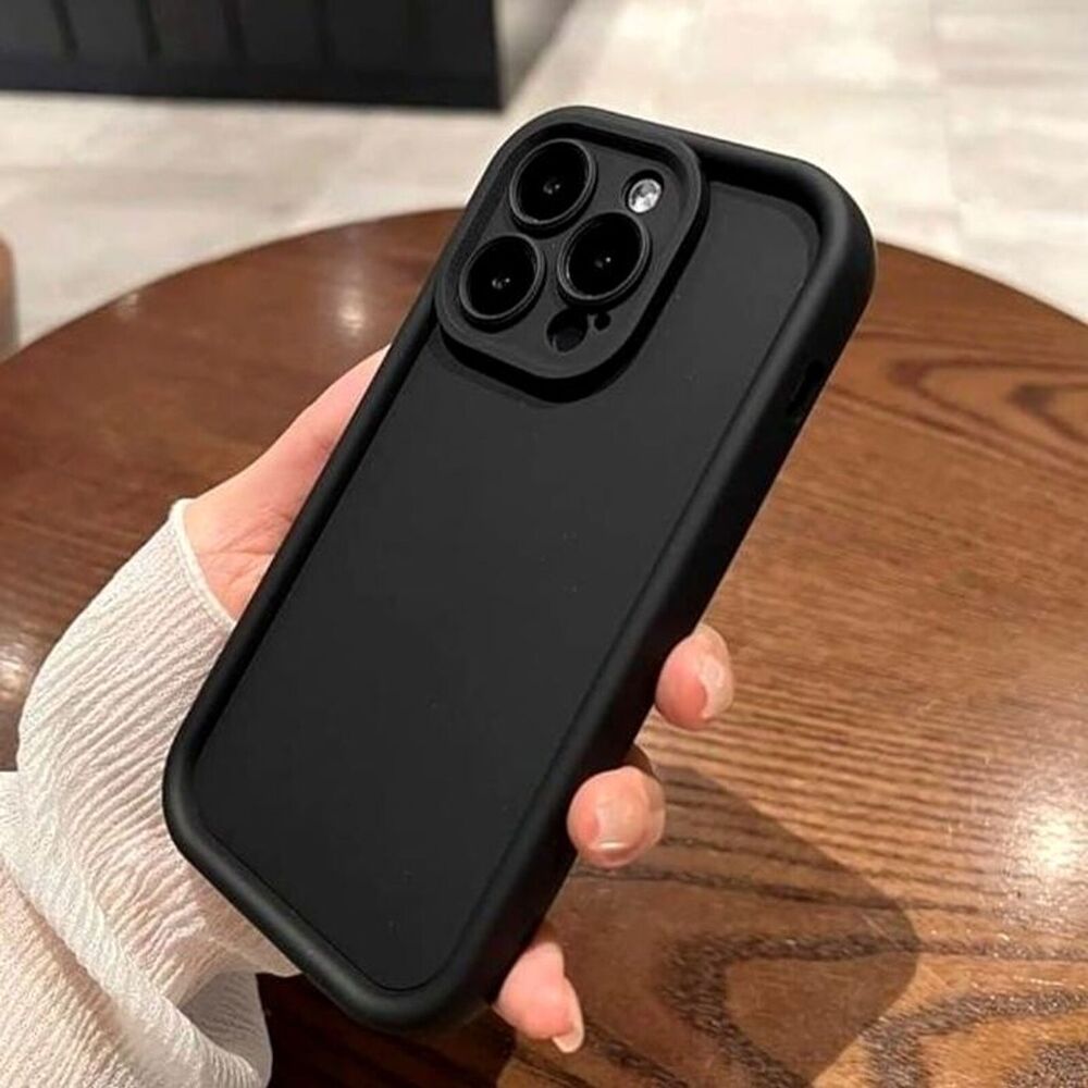 For iPhone 14 Pro Silicone Rubber Black Case with Camera Protection Anti-Scratch